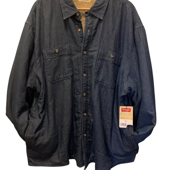 Wrangler Men's Sherpa-Lined Denim Shirt Jacket Button-Down Sz XL VTG Old Stock - Picture 4 of 12